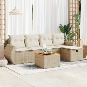 Juego de sofás jardín con cojines 6 pzas ratán sintético beige de , Conjuntos de jardín - Ref: Foro24-3325838, Precio: 442,75...