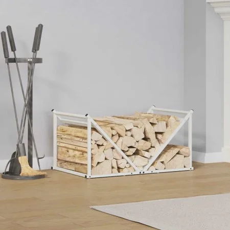 Leñero blanco 70x43x34,5 cm Acero laminado en frío de , Bolsas y soportes de leña - Ref: Foro24-864174, Precio: 58,14 €, Desc...