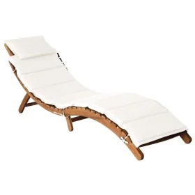 Tumbona con cojines color crema de madera maciza de acacia de , Tumbonas - Ref: Foro24-363284, Precio: 190,67 €, Descuento: %