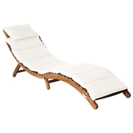 Liegestuhl mit cremefarbenen Kissen aus massivem Akazienholz. von , Liegen - Ref: Foro24-363284, Preis: 190,67 €, Rabatt: %