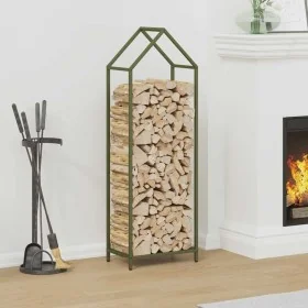 Leñero verde oliva 40x25x120 cm Acero laminado en frío de , Bolsas y soportes de leña - Ref: Foro24-864302, Precio: 50,36 €, ...