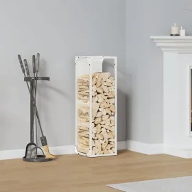 Leñero blanco 25x25x80 cm Acero laminado en frío de , Bolsas y soportes de leña - Ref: Foro24-864264, Precio: 43,26 €, Descue...