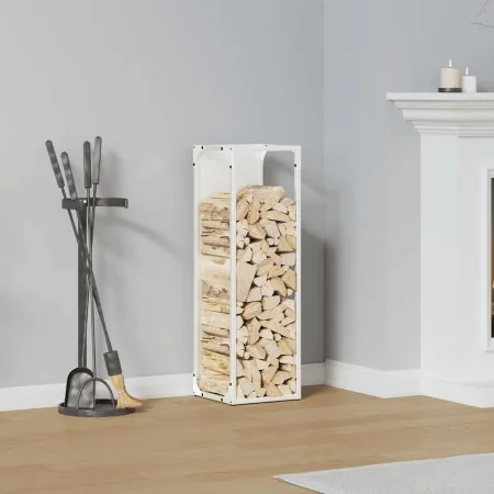 Leñero blanco 25x25x80 cm Acero laminado en frío de , Bolsas y soportes de leña - Ref: Foro24-864264, Precio: 43,26 €, Descue...