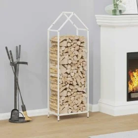 Leñero blanco 40x25x120 cm Acero laminado en frío de , Bolsas y soportes de leña - Ref: Foro24-864300, Precio: 50,36 €, Descu...