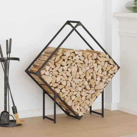 Leñero negro 100x25x100 cm Acero laminado en frío de , Bolsas y soportes de leña - Ref: Foro24-864287, Precio: 36,22 €, Descu...