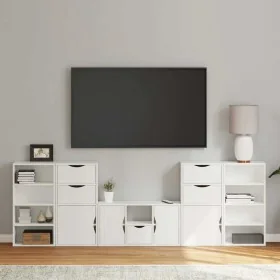 Muebles de TV 5 uds. con almacenaje "ODDA" blanco madera pino de , Muebles TV - Ref: Foro24-3365377, Precio: 280,36 €, Descue...