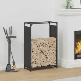 Leñero negro 60x28x90 cm Acero laminado en frío de , Bolsas y soportes de leña - Ref: Foro24-864211, Precio: 59,48 €, Descuen...