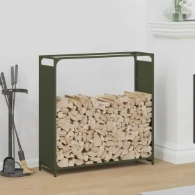 Leñero verde oliva 90x28x90 cm Acero laminado en frío de , Bolsas y soportes de leña - Ref: Foro24-864218, Precio: 64,19 €, D...