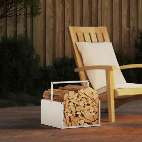 Leñero blanco 40x40x40 cm Acero laminado en frío de , Bolsas y soportes de leña - Ref: Foro24-864272, Precio: 40,49 €, Descue...