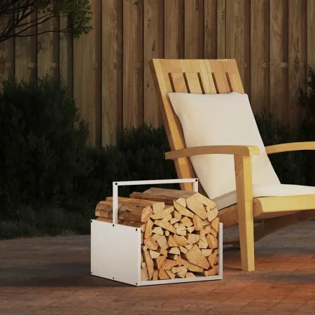 Leñero blanco 40x40x40 cm Acero laminado en frío de , Bolsas y soportes de leña - Ref: Foro24-864272, Precio: 40,49 €, Descue...