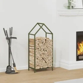 Leñero verde oliva 40x25x90 cm Acero laminado en frío de , Bolsas y soportes de leña - Ref: Foro24-864298, Precio: 41,15 €, D...