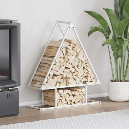 Leñero blanco 80x25x90 cm Acero laminado en frío de , Bolsas y soportes de leña - Ref: Foro24-864316, Precio: 39,74 €, Descue...