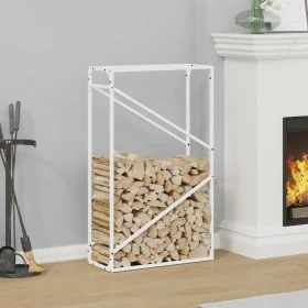 Leñero blanco 60x25x100 cm Acero laminado en frío de , Bolsas y soportes de leña - Ref: Foro24-864328, Precio: 42,25 €, Descu...