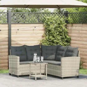 Sofá jardín forma de L con mesa y cojines ratán PE gris claro by , Outdoor sofas - Ref: Foro24-4103877, Price: 307,92 €, Disc...