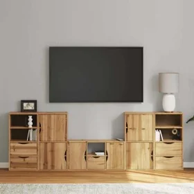 Muebles de TV 5 uds. con almacenaje "ODDA" madera maciza pino by , TV Furniture - Ref: Foro24-3365382, Price: 277,88 €, Disco...