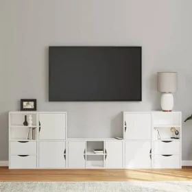 Muebles de TV 5 uds. con almacenaje "ODDA" blanco madera pino de , Muebles TV - Ref: Foro24-3365375, Precio: 282,70 €, Descue...