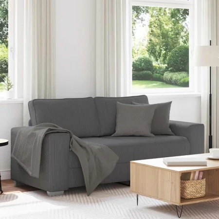 Sofá Loveseat gris oscuro 140 cm tejido de pana de , Sofás - Ref: Foro24-4105201, Precio: 247,92 €, Descuento: %
