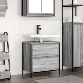 Mueble de baño con lavabo y cajones gris Sonoma 60x34,5x60 cm de , Tocadores de baño - Ref: Foro24-861885, Precio: 67,13 €, D...
