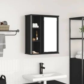 Mueble de baño de pared con espejo roble negro 50x21x60 cm de , Tocadores de baño - Ref: Foro24-861902, Precio: 65,32 €, Desc...