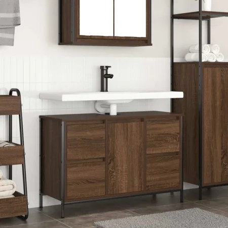 Mueble de lavabo con cajones roble marrón 90x34,5x60 cm de , Tocadores de baño - Ref: Foro24-861891, Precio: 98,77 €, Descuen...