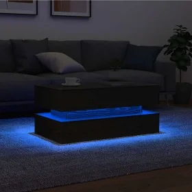 Mesa de centro con luces LED roble negro 90x50x40 cm de , Mesas de centro - Ref: Foro24-862258, Precio: 110,62 €, Descuento: %