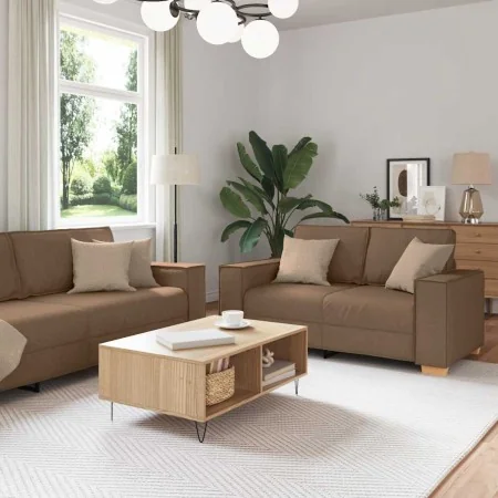 Juego de sofás con cojines 2 piezas tela marrón by , Sofas - Ref: Foro24-3324695, Price: 467,07 €, Discount: %
