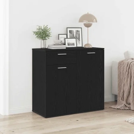 Aparador de madera contrachapada roble negro 80x36x75 cm de , Aparadores - Ref: Foro24-862010, Precio: 96,88 €, Descuento: %