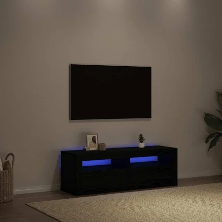 Mueble de TV con luces LED roble negro 120x35x40 cm de , Muebles TV - Ref: Foro24-862031, Precio: 82,10 €, Descuento: %