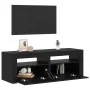 Mueble de TV con luces LED roble negro 120x35x40 cm de , Muebles TV - Ref: Foro24-862031, Precio: 82,10 €, Descuento: %