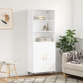 Aparador alto madera contrachapada blanco 69,5x34x180 cm de , Aparadores - Ref: Foro24-3189229, Precio: 134,46 €, Descuento: %