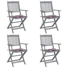 Sillas de jardín plegables 4 uds madera maciza acacia y cojines de , Sillas de jardín - Ref: Foro24-3064522, Precio: 186,41 €...