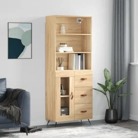 Tall plywood oak-colored highboard 69.5x34x180 cm by , Sideboards - Ref: Foro24-3189480, Price: 151,43 €, Discount: %