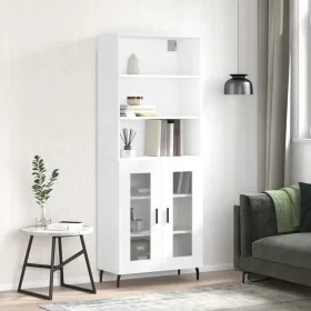 Aparador alto madera contrachapada blanco 69,5x34x180 cm de , Aparadores - Ref: Foro24-3189333, Precio: 149,88 €, Descuento: %
