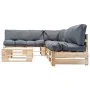 Muebles de palets de jardín con cojines grises 4 piezas madera de , Conjuntos de jardín - Ref: Foro24-277488, Precio: 408,36 ...