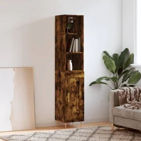 Aparador de madera contrachapada roble ahumado 34,5x34x180 cm de , Aparadores - Ref: Foro24-3190074, Precio: 87,08 €, Descuen...