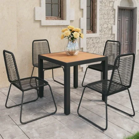 Set de comedor de jardín de 5 piezas PVC ratán negro y marrón de , Conjuntos de jardín - Ref: Foro24-3060125, Precio: 408,81 ...