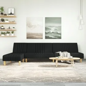 Sofá cama en forma de L tela negro 255x140x70 cm de , Sofás - Ref: Foro24-3157237, Precio: 393,43 €, Descuento: %