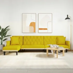 Sofá cama en forma de L terciopelo amarillo 271x140x70 cm de , Sofás - Ref: Foro24-3157280, Precio: 426,73 €, Descuento: %