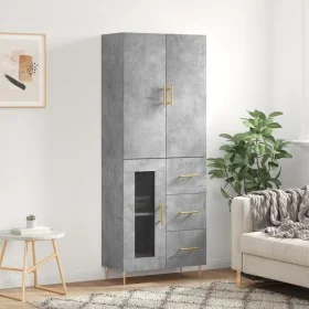 Aparador alto madera contrachapada gris hormigón 69,5x34x180 cm de , Aparadores - Ref: Foro24-3195951, Precio: 165,12 €, Desc...