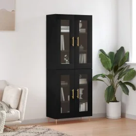 Aparador alto madera contrachapada negro 69,5x34x180 cm de , Aparadores - Ref: Foro24-3198266, Precio: 177,88 €, Descuento: %