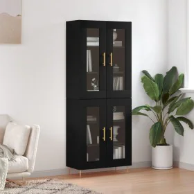 Tall black plywood sideboard 69.5x34x180 cm by , Sideboards - Ref: Foro24-3198266, Price: 177,88 €, Discount: %