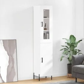 Aparador alto madera contrachapada blanco brillo 34,5x34x180 cm de , Aparadores - Ref: Foro24-3199179, Precio: 117,90 €, Desc...