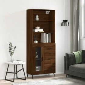 Aparador alto madera contrachapada marrón roble 69,5x34x180 cm de , Aparadores - Ref: Foro24-3189532, Precio: 155,97 €, Descu...