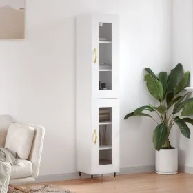 Aparador alto madera contrachapada blanco 34,5x34x180 cm de , Aparadores - Ref: Foro24-3199409, Precio: 100,04 €, Descuento: %
