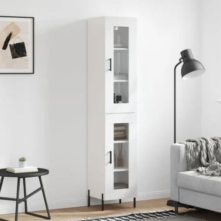 Tall white glossy plywood sideboard 34.5x34x180 cm by , Sideboards - Ref: Foro24-3199435, Price: 116,54 €, Discount: %