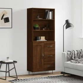 Aparador alto madera contrachapada marrón roble 69,5x34x180 cm de , Aparadores - Ref: Foro24-3190020, Precio: 148,04 €, Descu...