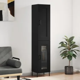 Aparador de madera contrachapada negro 34,5x34x180 cm de , Aparadores - Ref: Foro24-3200394, Precio: 108,79 €, Descuento: %