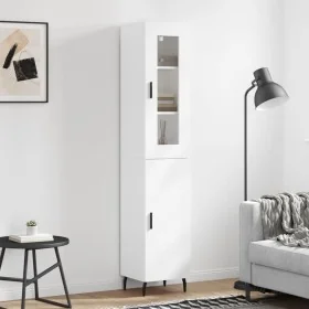 Aparador alto madera contrachapada blanco 34,5x34x180 cm de , Aparadores - Ref: Foro24-3199185, Precio: 110,85 €, Descuento: %