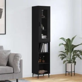 Aparador de madera contrachapada negro 34,5x34x180 cm de , Aparadores - Ref: Foro24-3199378, Precio: 100,62 €, Descuento: %