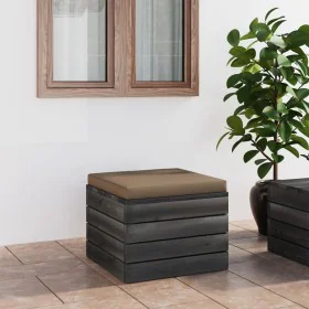 Garten-Paletten-Ottomane mit grauem Taupe-Kissen aus Kiefernholz von , Modulare Sofas für den Außenbereich - Ref: Foro24-3061...